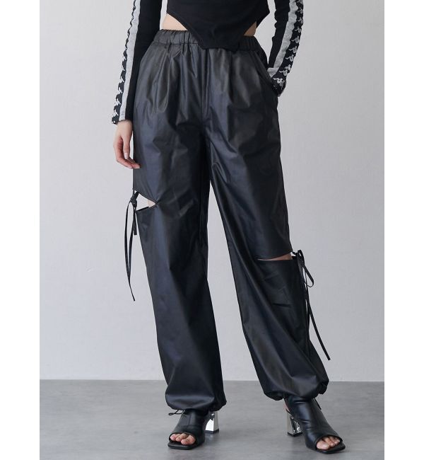 MURUA「アシメカットアウトリボンパンツ」|その他|ブラック