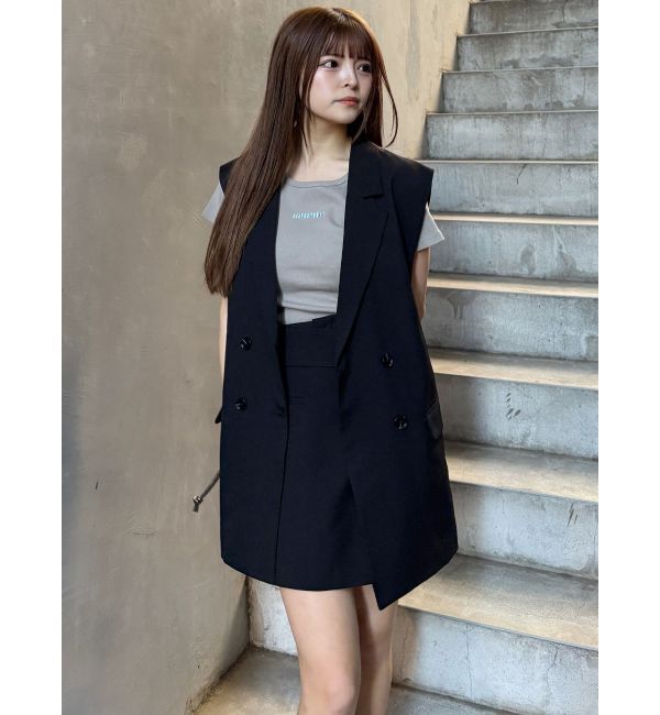 MURUA「バックベルトテーラードジレ【セットアップ着用可】」|ベスト・ジレ|