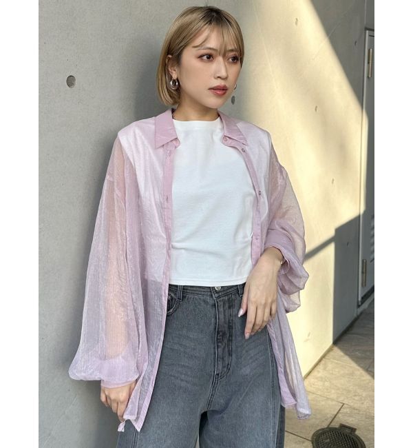 MURUA「ボリュームスリーブシャイニーシアーシャツ」|シャツ・ブラウス|