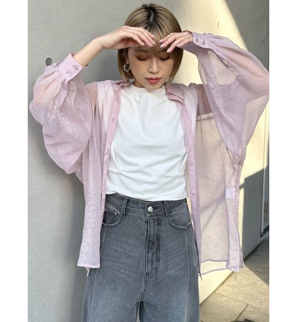 MURUA「ボリュームスリーブシャイニーシアーシャツ」|シャツ・ブラウス|