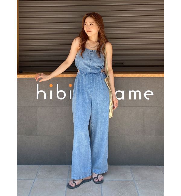 Ungrid「サイドオープンデニムサロペット」|オールインワン|