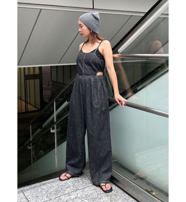 Ungrid「サイドオープンデニムサロペット」|オールインワン|