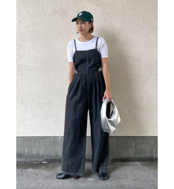 Ungrid「サイドオープンデニムサロペット」|オールインワン|