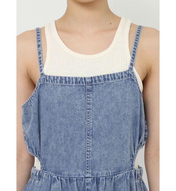 Ungrid「サイドオープンデニムサロペット」|オールインワン|