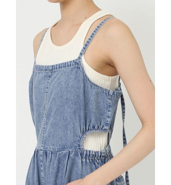 Ungrid「サイドオープンデニムサロペット」|オールインワン|