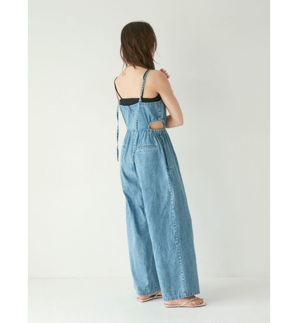 Ungrid「サイドオープンデニムサロペット」|オールインワン|