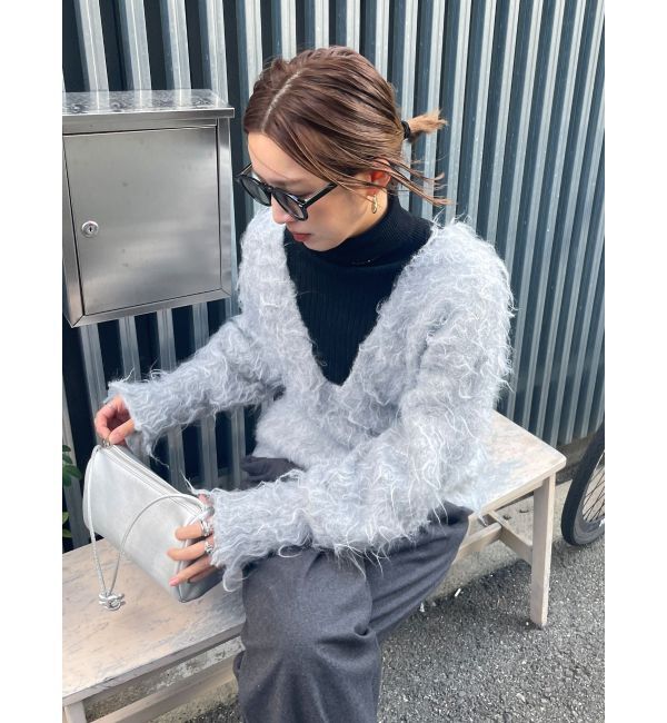 Ungrid「Vネック起毛ルーズニット」|ニット・セーター|