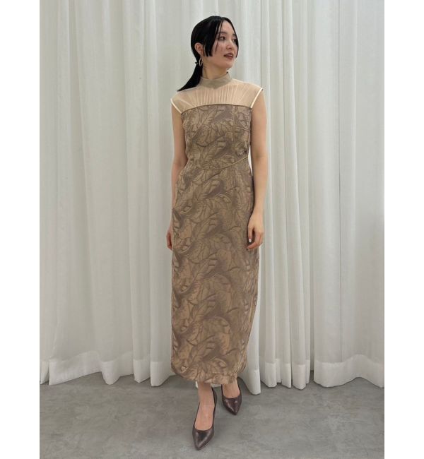 LAGUNAMOON「LADYメッシュエンブロイダリードレス」|ドレス|モカ