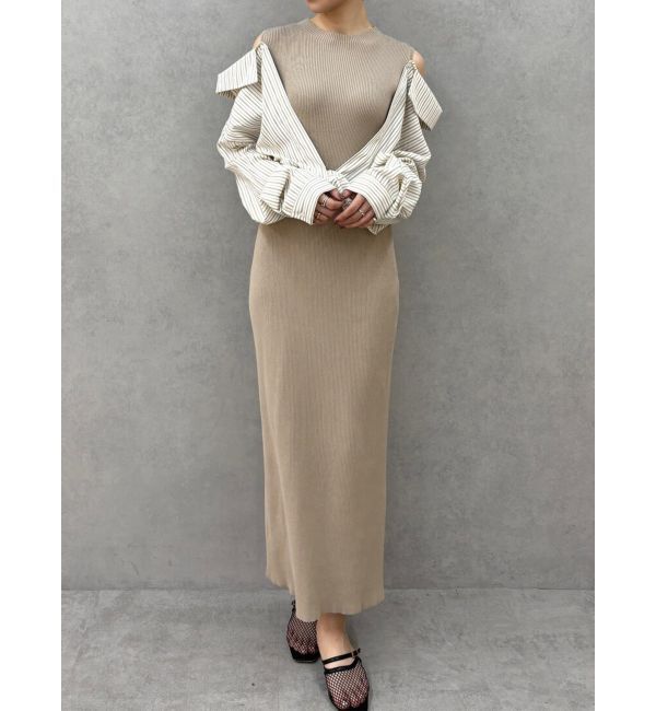 LAGUNAMOON「シャツドッキングリブニットワンピース」|ワンピース|