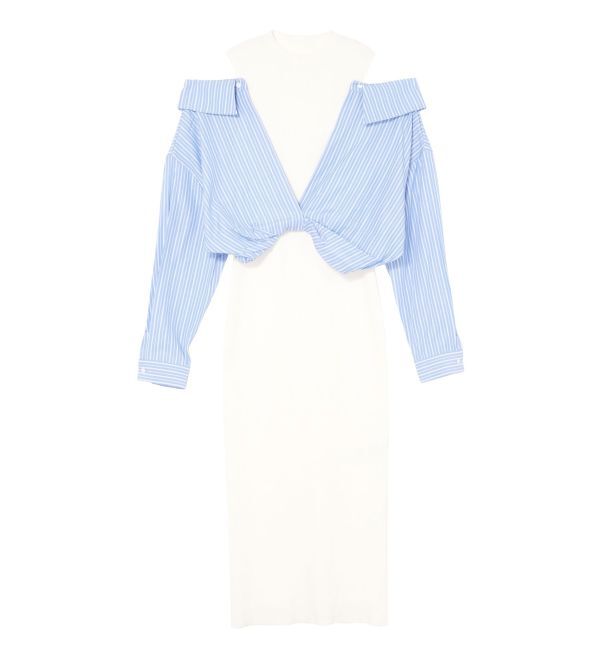 LAGUNAMOON「シャツドッキングリブニットワンピース」|ワンピース|