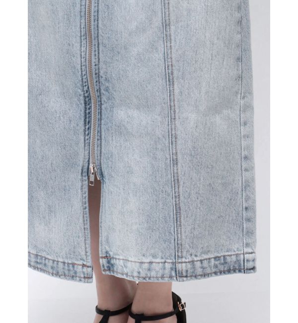 LAGUNAMOON「デニムアシンメトリーZIPベアワンピース」|ワンピース|