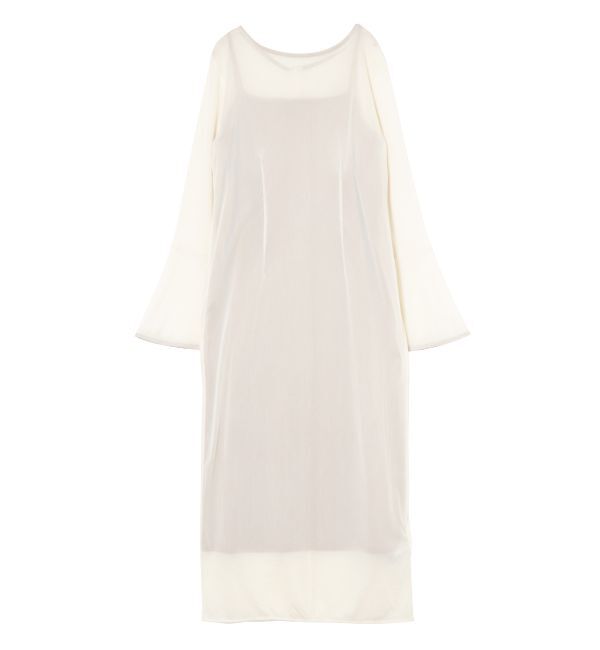 LAGUNAMOON「ソフトメッシュフレアスリーブワンピース」|ワンピース|アイボリー