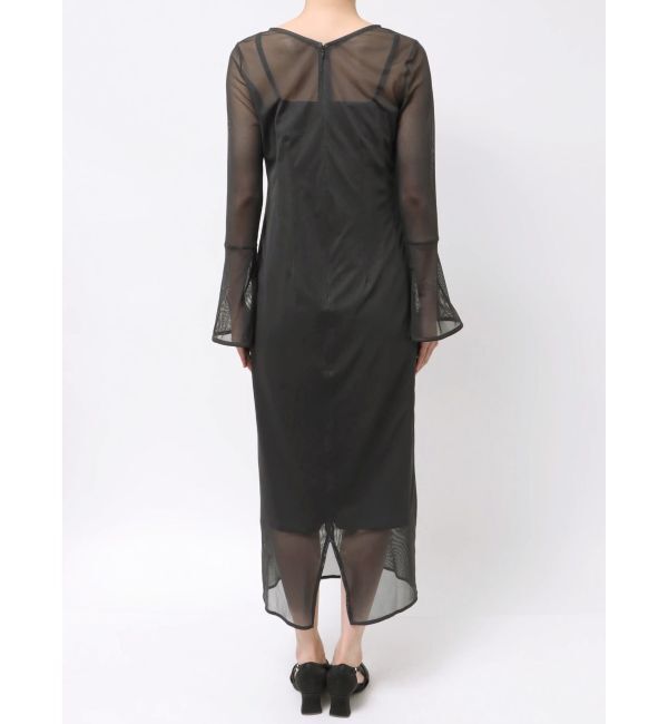 LAGUNAMOON「ソフトメッシュフレアスリーブワンピース」|ワンピース|