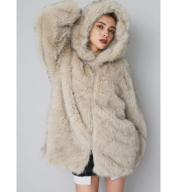 EVRIS「フェイクファーフーディコート」|その他|