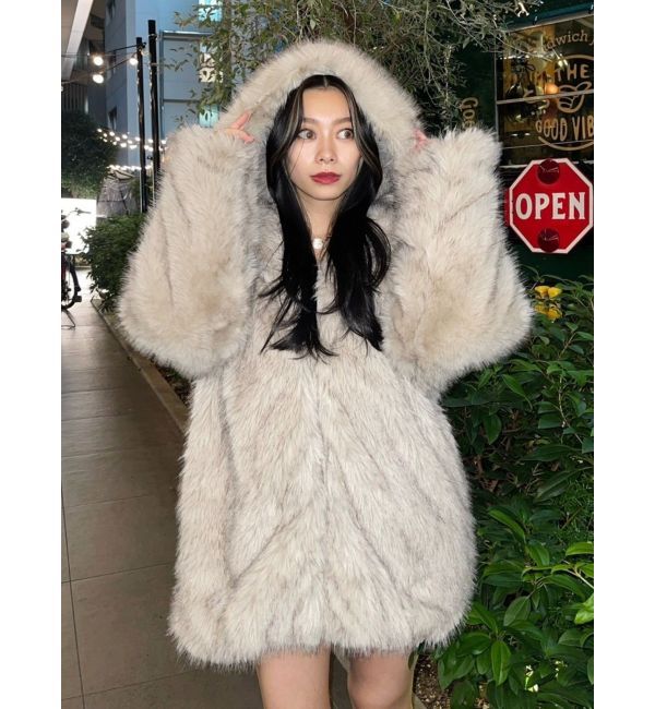 EVRIS「フェイクファーフーディコート」|その他|