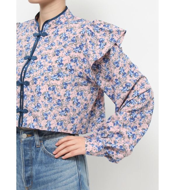 jouetie「ショルダーフリルショートチャイナシャツ」|シャツ・ブラウス|