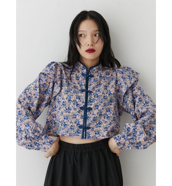 jouetie「ショルダーフリルショートチャイナシャツ」|シャツ・ブラウス|