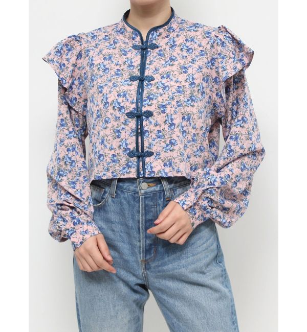 jouetie「ショルダーフリルショートチャイナシャツ」|シャツ・ブラウス|