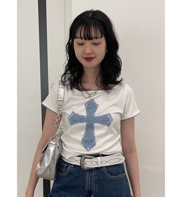jouetie「クロスレースドッキングTシャツ」|Tシャツ・カットソー|