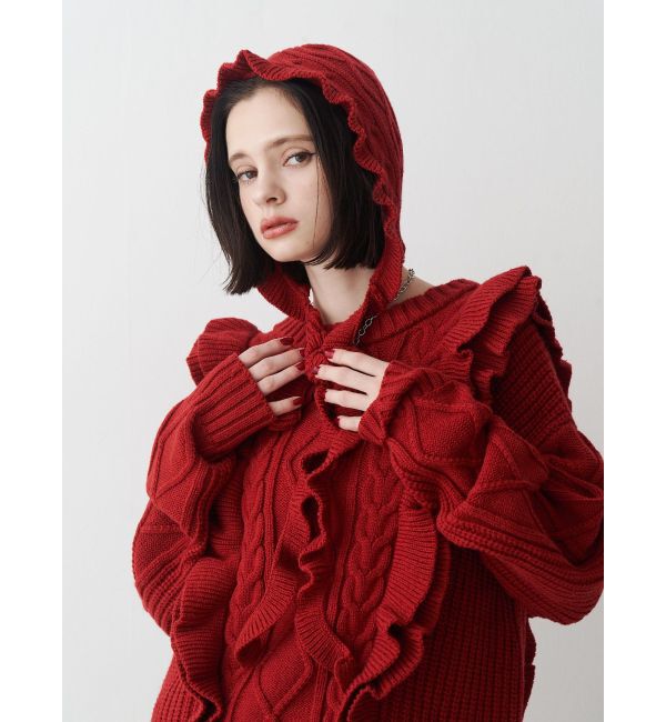 jouetie「フリルケーブルバラクラバ」|ニット帽|