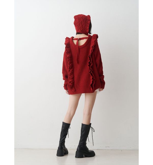 jouetie「フリルケーブルバラクラバ」|ニット帽|