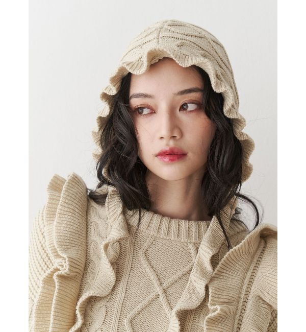 jouetie「フリルケーブルバラクラバ」|ニット帽|