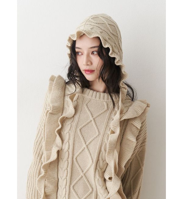 jouetie「フリルケーブルバラクラバ」|ニット帽|