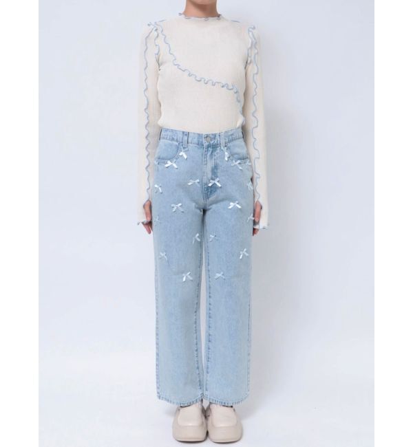 merry jenny「petit ribbonデニムパンツ」|デニム|