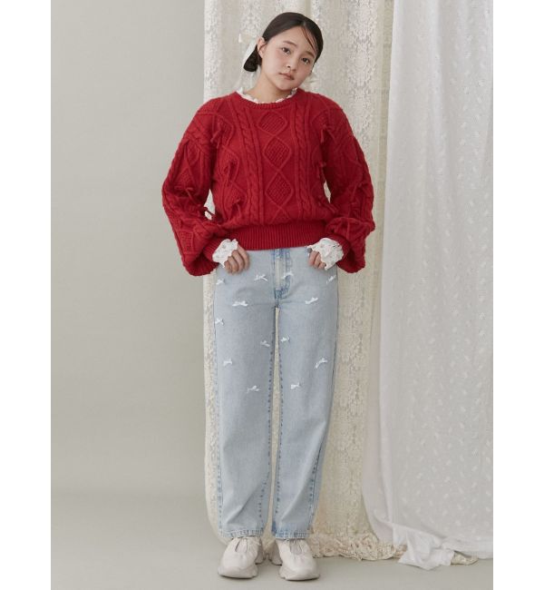 merry jenny「petit ribbonデニムパンツ」|デニム|