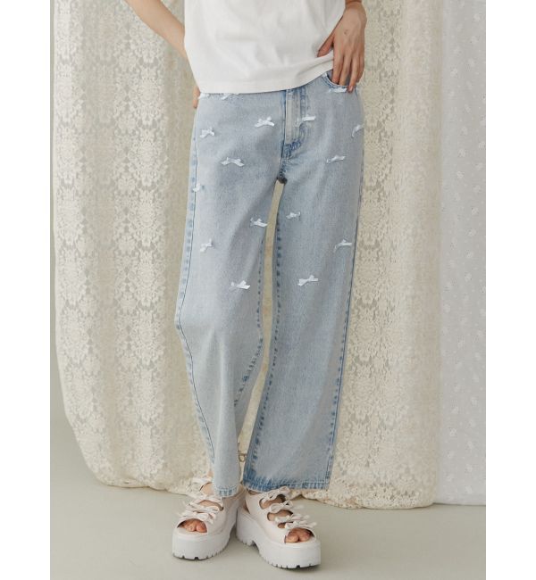 merry jenny「petit ribbonデニムパンツ」|デニム|ブルー