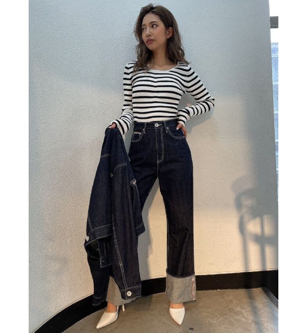 GYDA「H/W GYDIESセルビッチワイドデニムパンツ」|デニム|