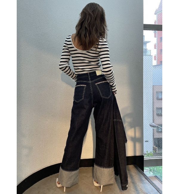 GYDA「H/W GYDIESセルビッチワイドデニムパンツ」|デニム|