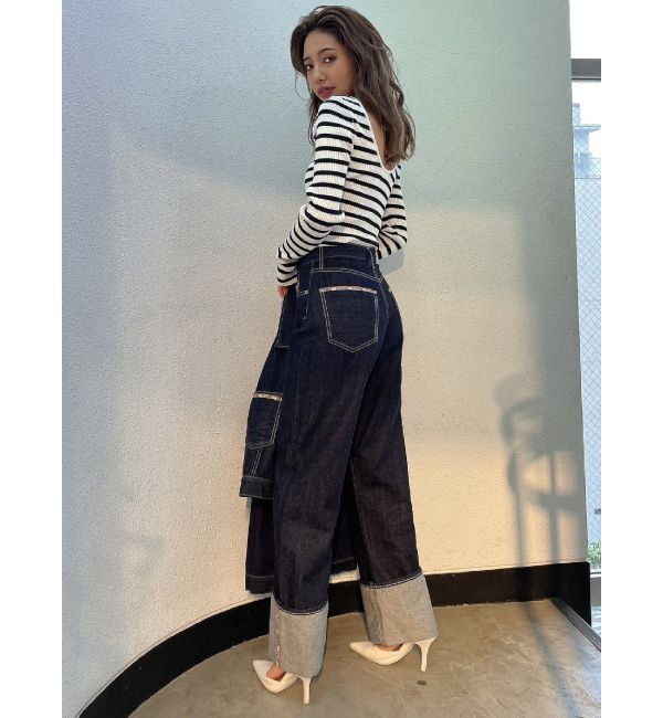 GYDA「H/W GYDIESセルビッチワイドデニムパンツ」|デニム|