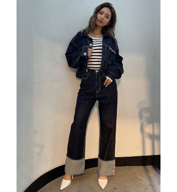 GYDA「H/W GYDIESセルビッチワイドデニムパンツ」|デニム|