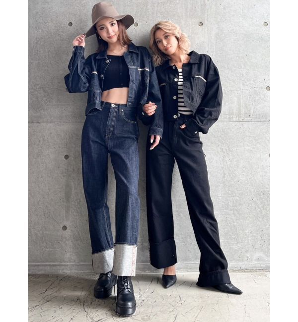 GYDA「H/W GYDIESセルビッチワイドデニムパンツ」|デニム|