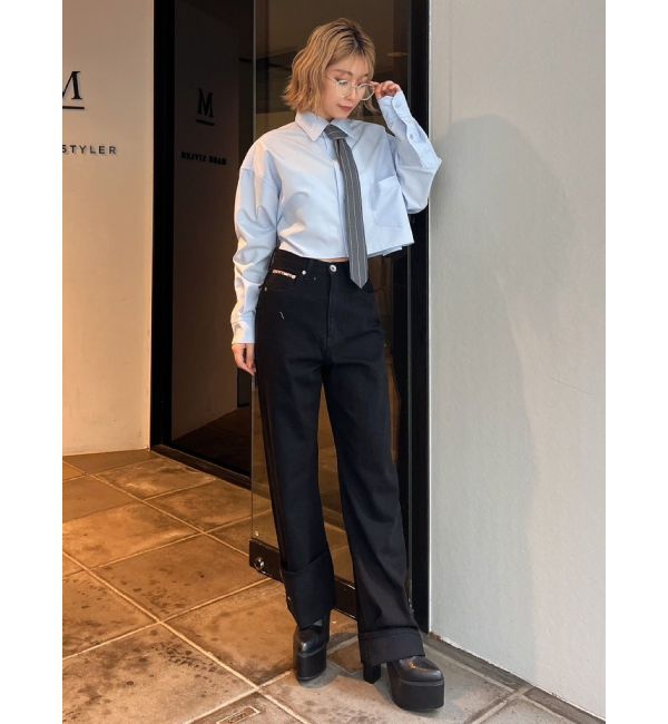 GYDA「H/W GYDIESセルビッチワイドデニムパンツ」|デニム|