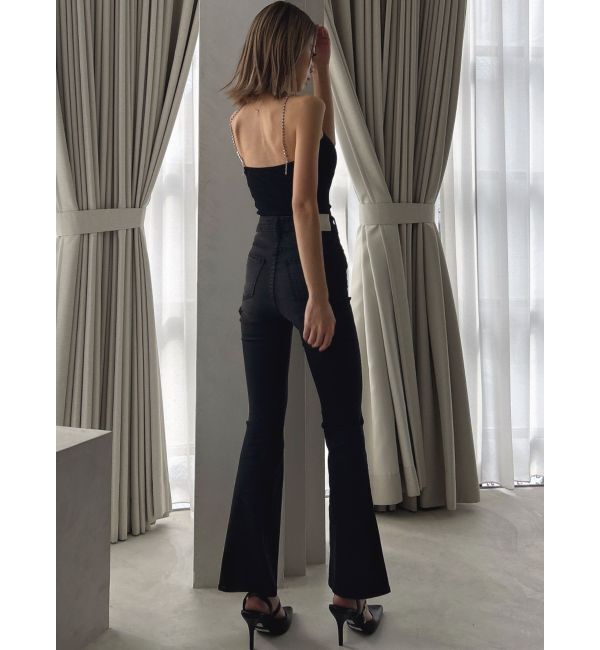 GYDA「【せいせいコラボ】ハイウエストストーンフレアパンツ」|デニム|