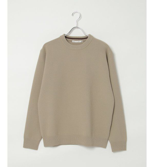 ikka「ラクカルニット鹿の子クルーネック」|プルオーバー|ベージュ