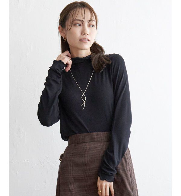 ikka「ハイネックテレコ長袖Tシャツ」|Tシャツ・カットソー|ブラック