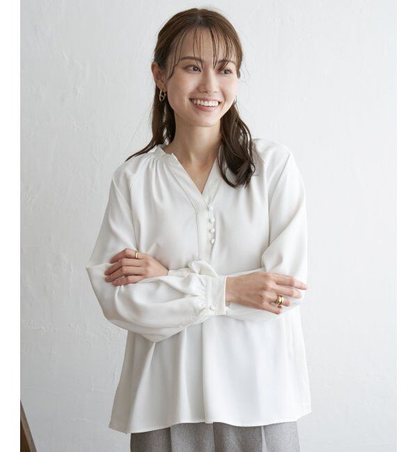 IKKA LOUNGE「クルミボタンスキッパーブラウス」|シャツ・ブラウス|