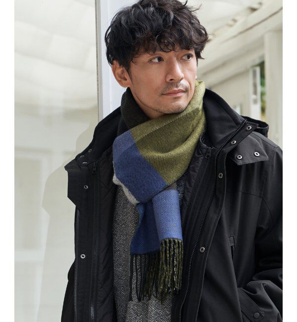 ikka「リバーシブルチェックマフラー」|マフラー|グリーン