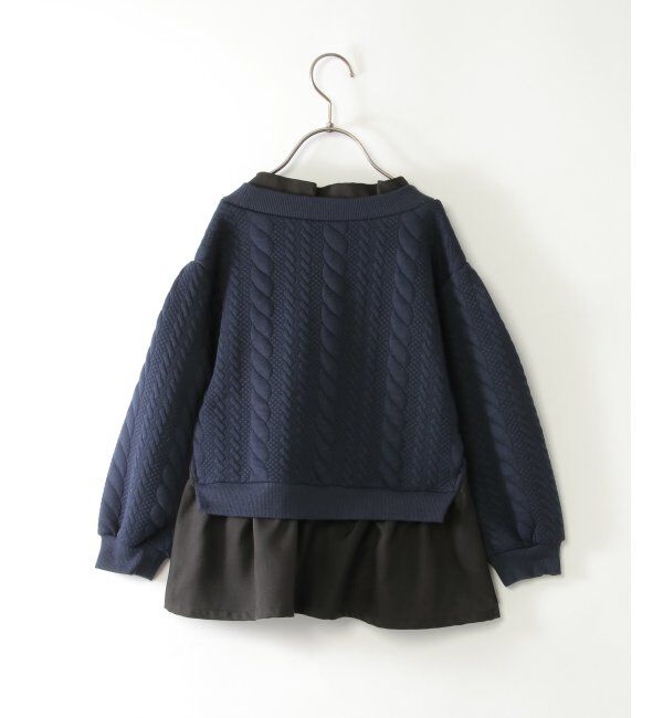 ikka kids「フクレジャカード襟裾フリルプルオーバー（120~160cm）」|Tシャツ・カットソー|