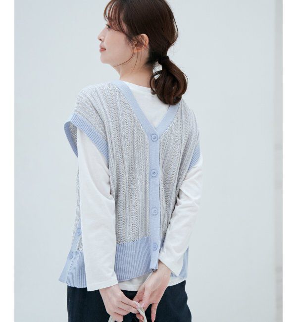 ikka「【雑誌InRed4月号掲載】【2点セット／親子おそろい】サイドボタンニットベストアンサンブル」|ニット・セーター|