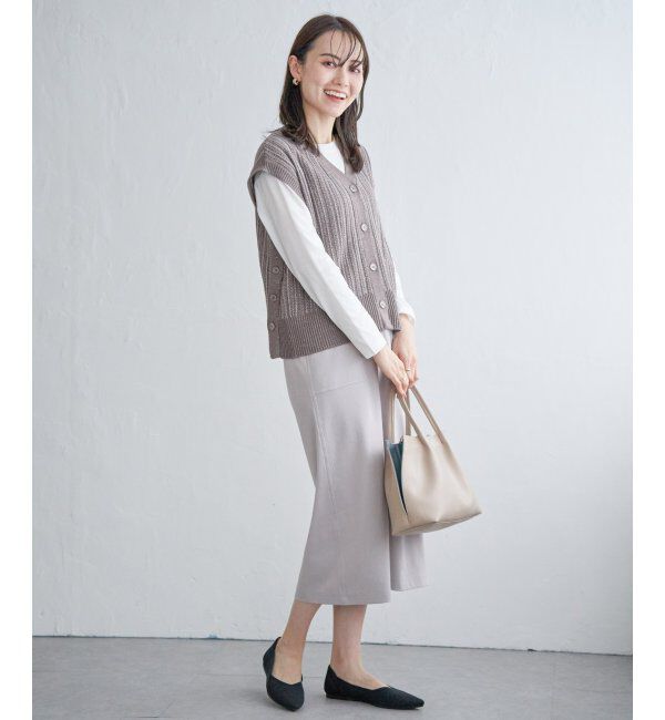 ikka「【雑誌InRed4月号掲載】【2点セット／親子おそろい】サイドボタンニットベストアンサンブル」|ニット・セーター|