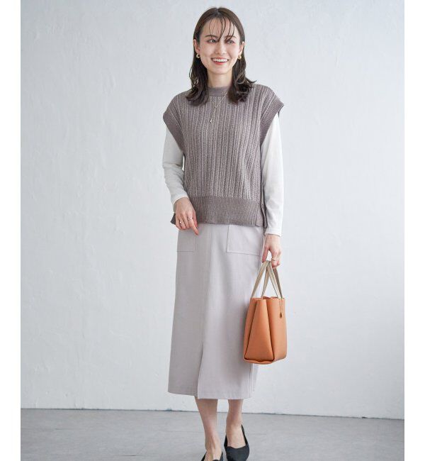 ikka「【雑誌InRed4月号掲載】【2点セット／親子おそろい】サイドボタンニットベストアンサンブル」|ニット・セーター|