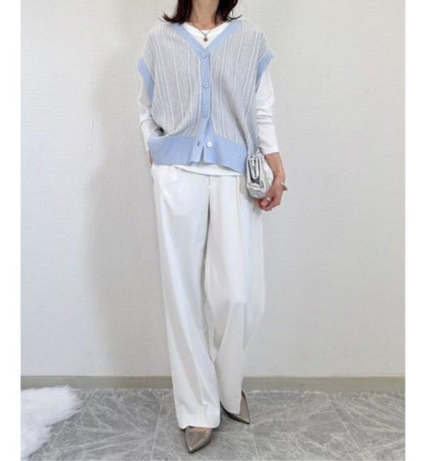 ikka「【雑誌InRed4月号掲載】【2点セット／親子おそろい】サイドボタンニットベストアンサンブル」|ニット・セーター|