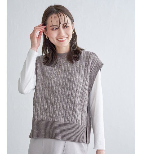 ikka「【雑誌InRed4月号掲載】【2点セット／親子おそろい】サイドボタンニットベストアンサンブル」|ニット・セーター|コーヒー