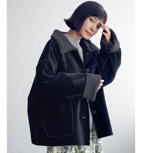 Lbc with Life「ボアコーデュロイリバエリツキＪＫ」|ブルゾン・スタジャン|ブラック