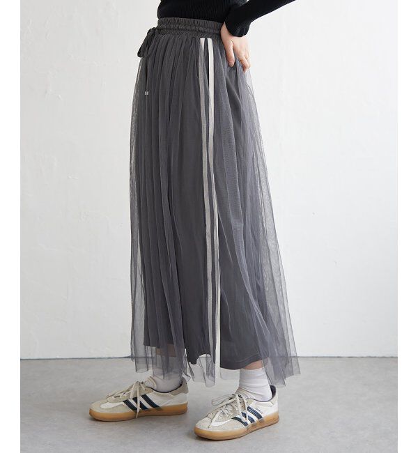 VENCE share style「サイドラインチュールスカート」|スカート|