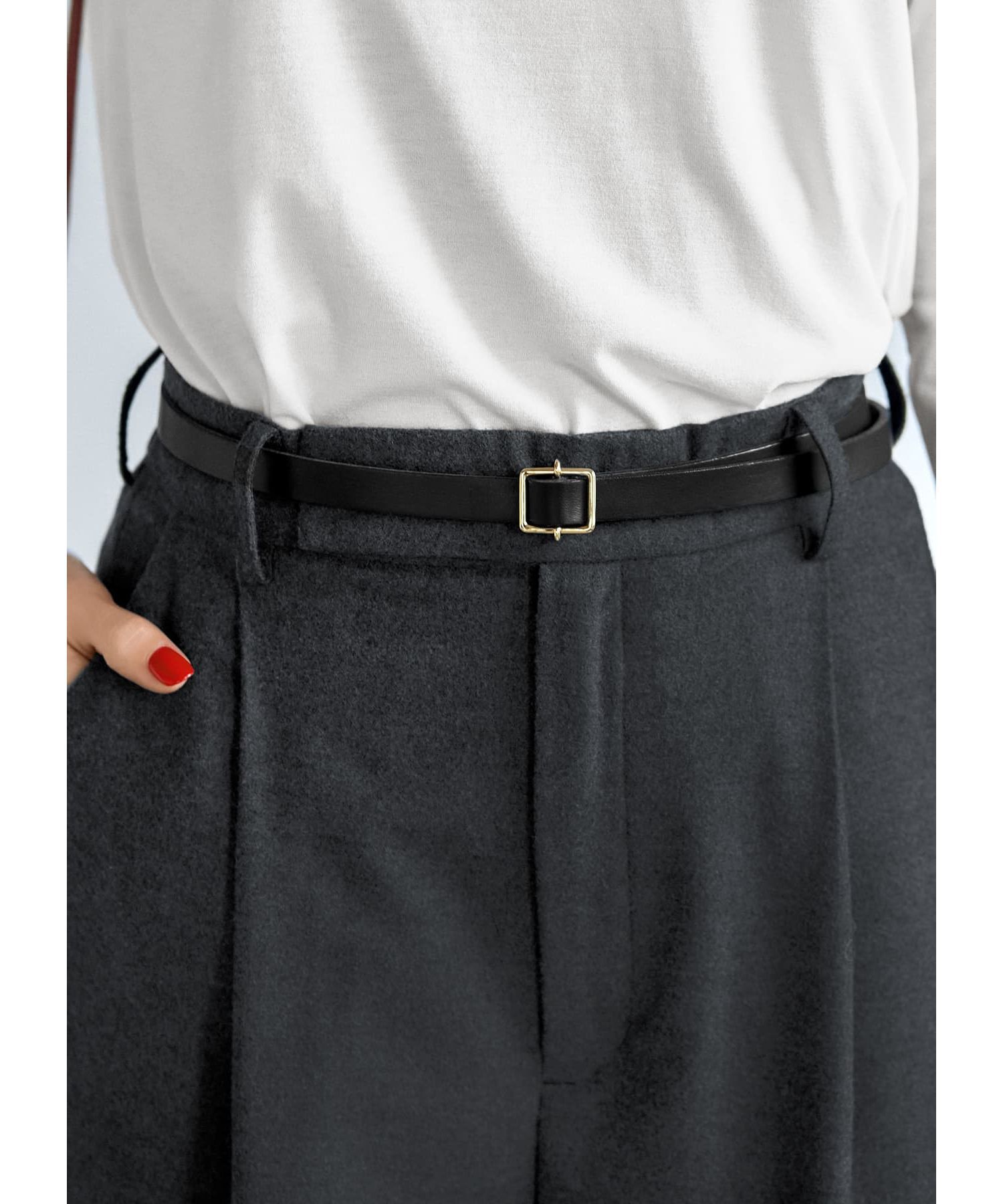 STYLE DELI「サイズ自在な穴なし15mmレザーベルト」|ベルト|ブラック&times;ゴールド